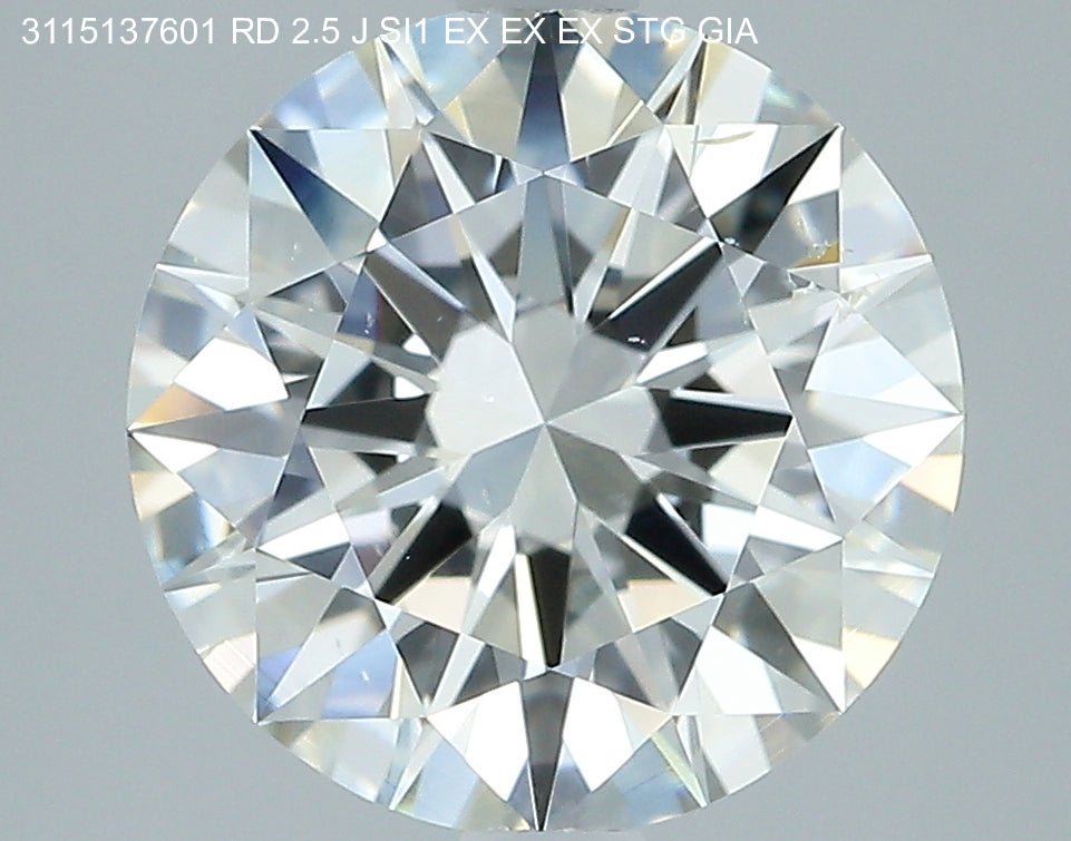 2.5 Carat Round - Natural Diamond - 2.5 - J - SI1 - EX - EX - EX - Diamonds By Rothschild
