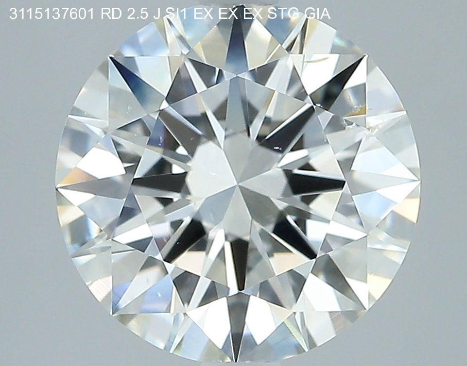 2.5 Carat Round - Natural Diamond - 2.5 - J - SI1 - EX - EX - EX - Diamonds By Rothschild