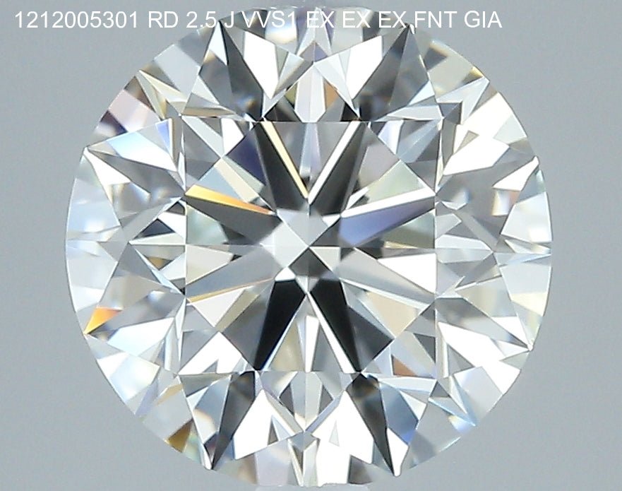 2.5 Carat Round - Natural Diamond - 2.5 - J - VVS1 - EX - EX - EX - Diamonds By Rothschild