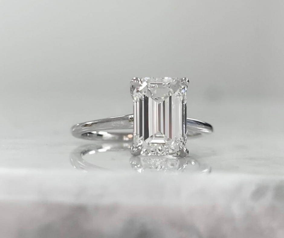 Solitaire Emerald Cut Engagement Ring