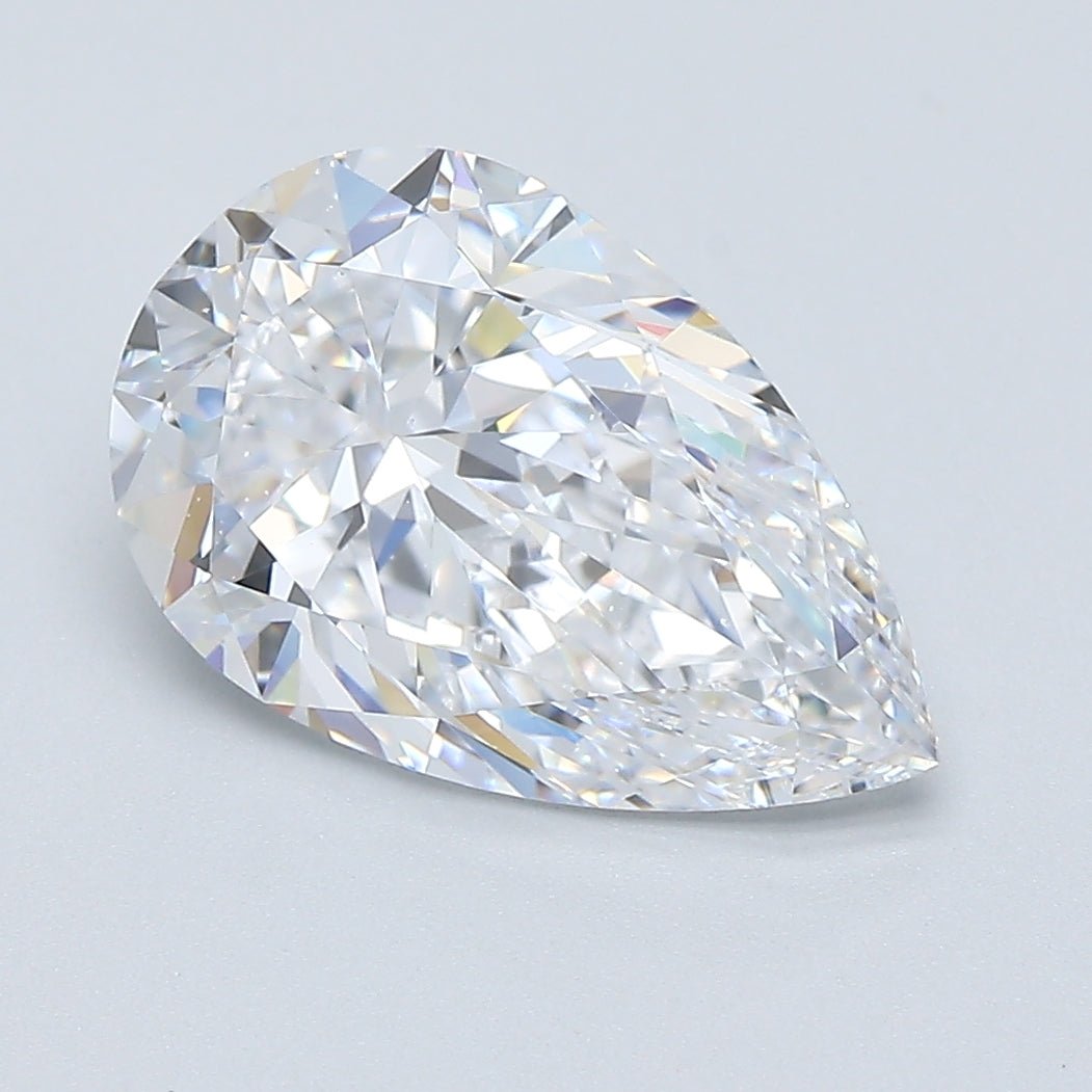 3 Carat Pear - Natural Diamond - 3.01 - D - SI1 - VG - EX - EX - Diamonds By Rothschild