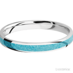 3 mm wide/Domed/Cobalt Chrome band with one 2 mm Centered inlay of Turquoise. - Diamonds By Rothschild
