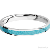 3 mm wide/Domed/Cobalt Chrome band with one 2 mm Centered inlay of Turquoise. - Diamonds By Rothschild