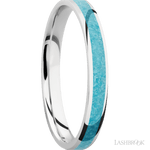 3 mm wide/Domed/Cobalt Chrome band with one 2 mm Centered inlay of Turquoise. - Diamonds By Rothschild
