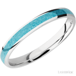 3 mm wide/Domed/Cobalt Chrome band with one 2 mm Centered inlay of Turquoise. - Diamonds By Rothschild