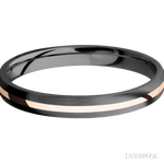 3 mm wide/Domed/Zirconium band with one 1 mm Centered inlay of 14K Rose Gold. - Diamonds By Rothschild