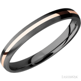 3 mm wide/Domed/Zirconium band with one 1 mm Centered inlay of 14K Rose Gold. - Diamonds By Rothschild