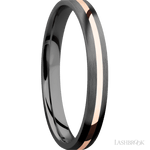 3 mm wide/Domed/Zirconium band with one 1 mm Centered inlay of 14K Rose Gold. - Diamonds By Rothschild