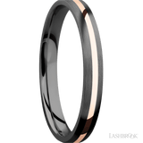 3 mm wide/Domed/Zirconium band with one 1 mm Centered inlay of 14K Rose Gold. - Diamonds By Rothschild