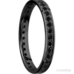 3 mm wide/Flat/Zirconium band with an Eternity arrangement of .03 carat Round Black Diamond stones in a Bead setting. - Diamonds By Rothschild