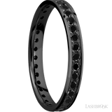 3 mm wide/Flat/Zirconium band with an Eternity arrangement of .03 carat Round Black Diamond stones in a Bead setting. - Diamonds By Rothschild