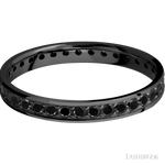 3 mm wide/Flat/Zirconium band with an Eternity arrangement of .03 carat Round Black Diamond stones in a Bead setting. - Diamonds By Rothschild