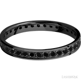 3 mm wide/Flat/Zirconium band with an Eternity arrangement of .03 carat Round Black Diamond stones in a Bead setting. - Diamonds By Rothschild