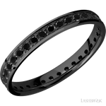 3 mm wide/Flat/Zirconium band with an Eternity arrangement of .03 carat Round Black Diamond stones in a Bead setting. - Diamonds By Rothschild