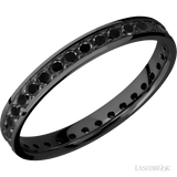 3 mm wide/Flat/Zirconium band with an Eternity arrangement of .03 carat Round Black Diamond stones in a Bead setting. - Diamonds By Rothschild