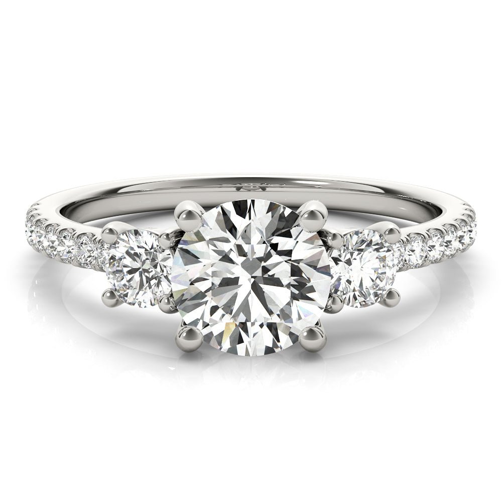 3 Round Stone Pavé Engagement Ring - Diamonds By Rothschild