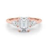 3 Stone Emerald Center Pear Side Stone Ring - Diamonds By Rothschild