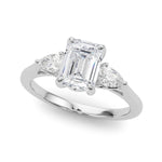 3 Stone Emerald Center Pear Side Stone Ring - Diamonds By Rothschild
