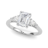 3 Stone Emerald Center Pear Side Stone Ring - Diamonds By Rothschild