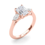 3 Stone Emerald Center Pear Side Stone Ring - Diamonds By Rothschild