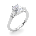 3 Stone Emerald Center Pear Side Stone Ring - Diamonds By Rothschild