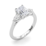 3 Stone Emerald Center Pear Side Stone Ring - Diamonds By Rothschild