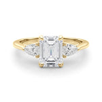 3 Stone Emerald Center Pear Side Stone Ring - Diamonds By Rothschild