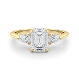 3 Stone Emerald Center Pear Side Stone Ring - Diamonds By Rothschild