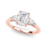 3 Stone Emerald Center Pear Side Stone Ring - Diamonds By Rothschild
