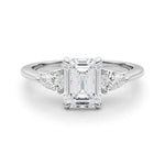 3 Stone Emerald Center Pear Side Stone Ring - Diamonds By Rothschild