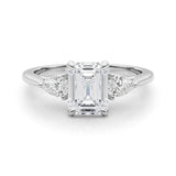 3 Stone Emerald Center Pear Side Stone Ring - Diamonds By Rothschild