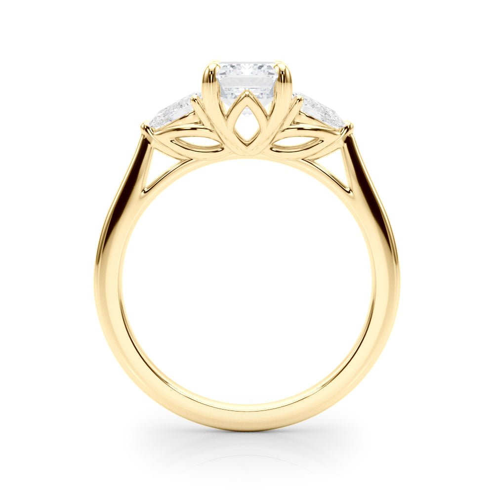 3 Stone Emerald Center Pear Side Stone Ring - Diamonds By Rothschild