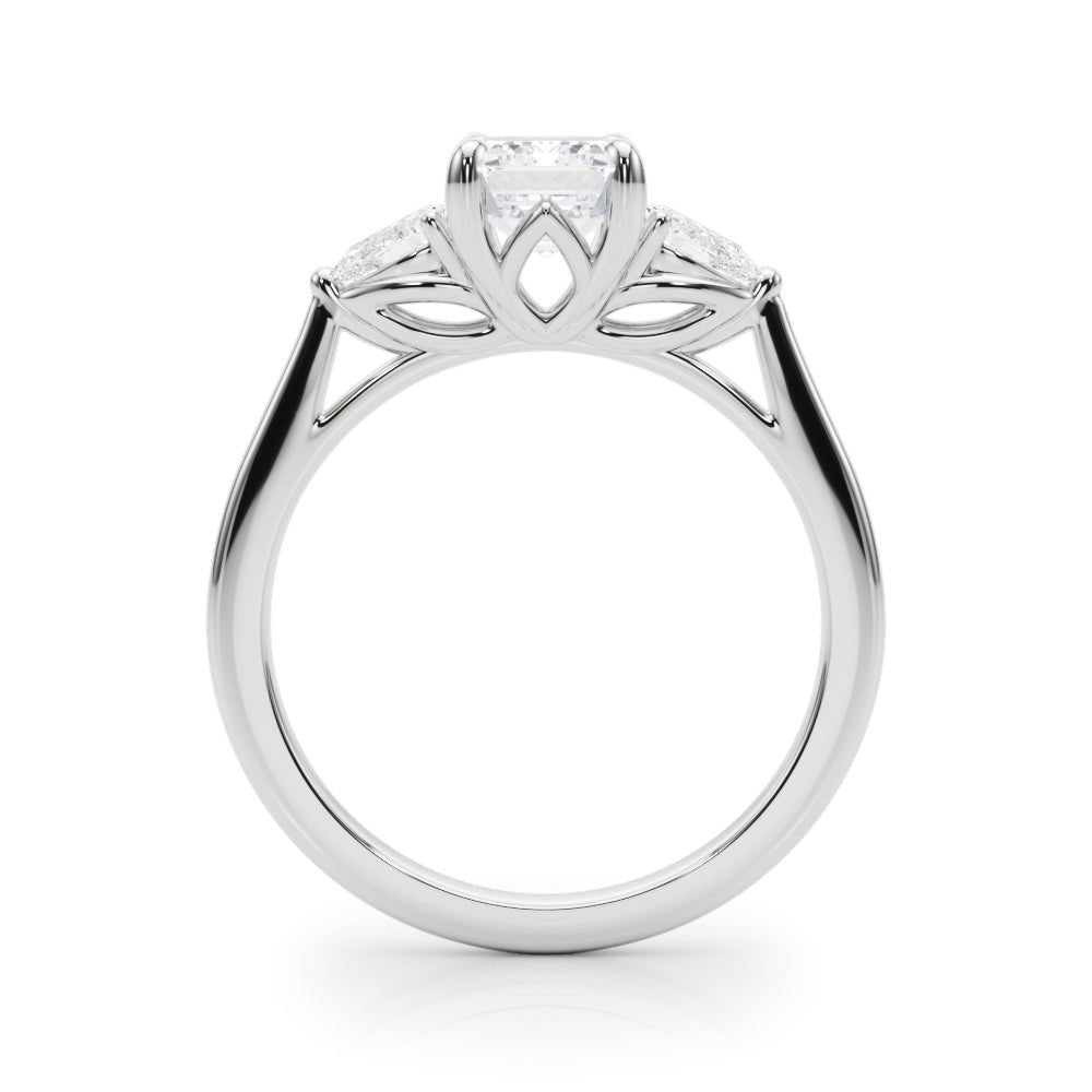 3 Stone Emerald Center Pear Side Stone Ring - Diamonds By Rothschild