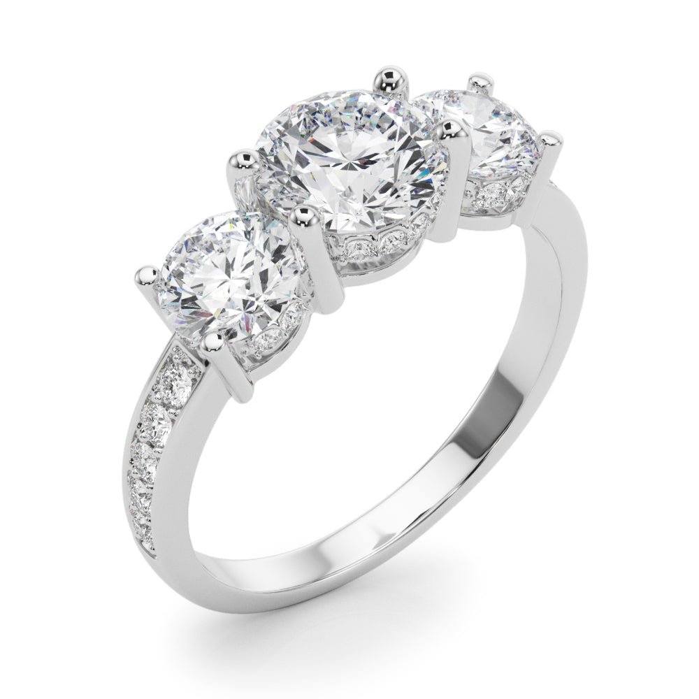 3 Stone Hidden Halo Channel Engagement Ring - Diamonds By Rothschild
