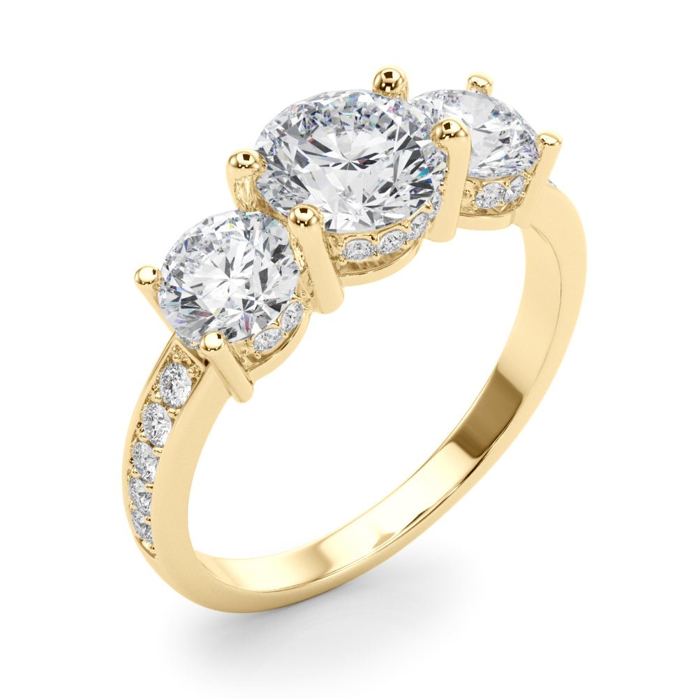 3 Stone Hidden Halo Channel Engagement Ring - Diamonds By Rothschild