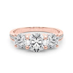 3 Stone Hidden Halo Channel Engagement Ring - Diamonds By Rothschild