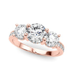 3 Stone Hidden Halo Channel Engagement Ring - Diamonds By Rothschild