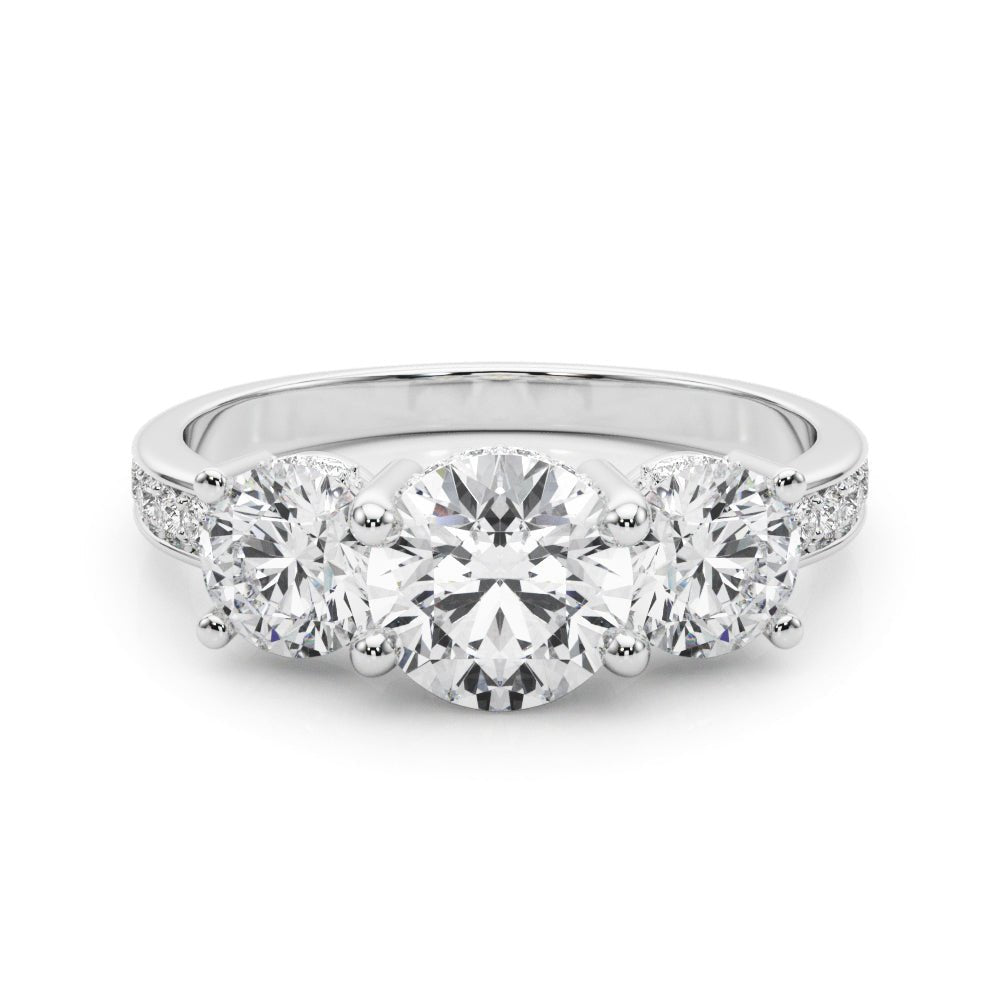 3 Stone Hidden Halo Channel Engagement Ring - Diamonds By Rothschild