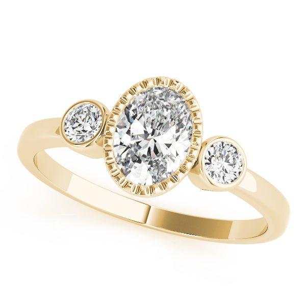 3 Stone Oval Center Bezel Engagement Ring - Diamonds By Rothschild
