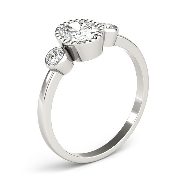 3 Stone Oval Center Bezel Engagement Ring - Diamonds By Rothschild