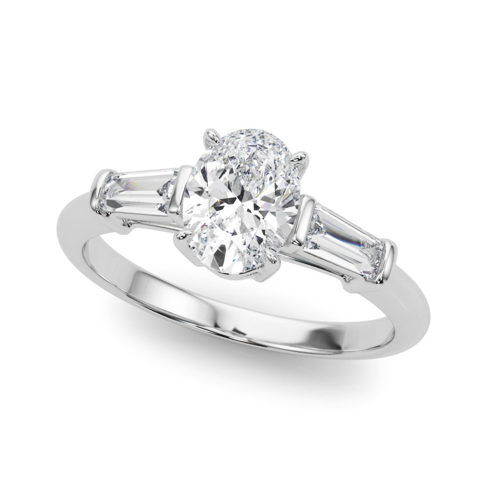 3 Stone Oval Center Tapered Baguette Ring - Diamonds By Rothschild