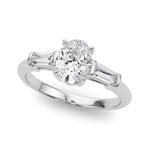 3 Stone Oval Center Tapered Baguette Ring - Diamonds By Rothschild
