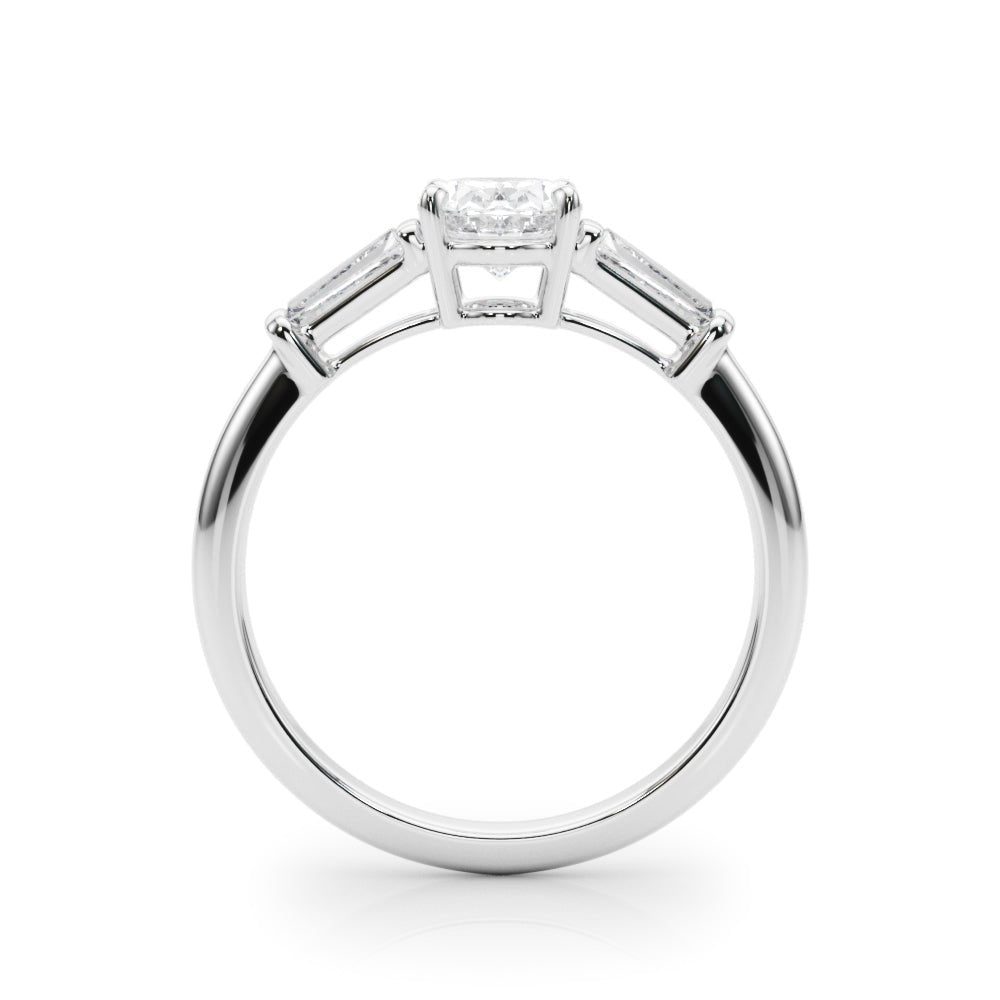 3 Stone Oval Center Tapered Baguette Ring - Diamonds By Rothschild