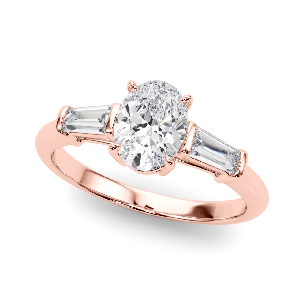 3 Stone Oval Center Tapered Baguette Ring - Diamonds By Rothschild