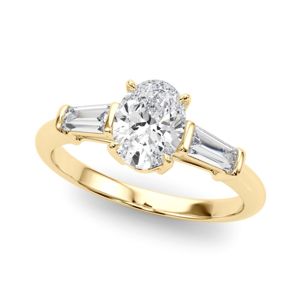 3 Stone Oval Center Tapered Baguette Ring - Diamonds By Rothschild