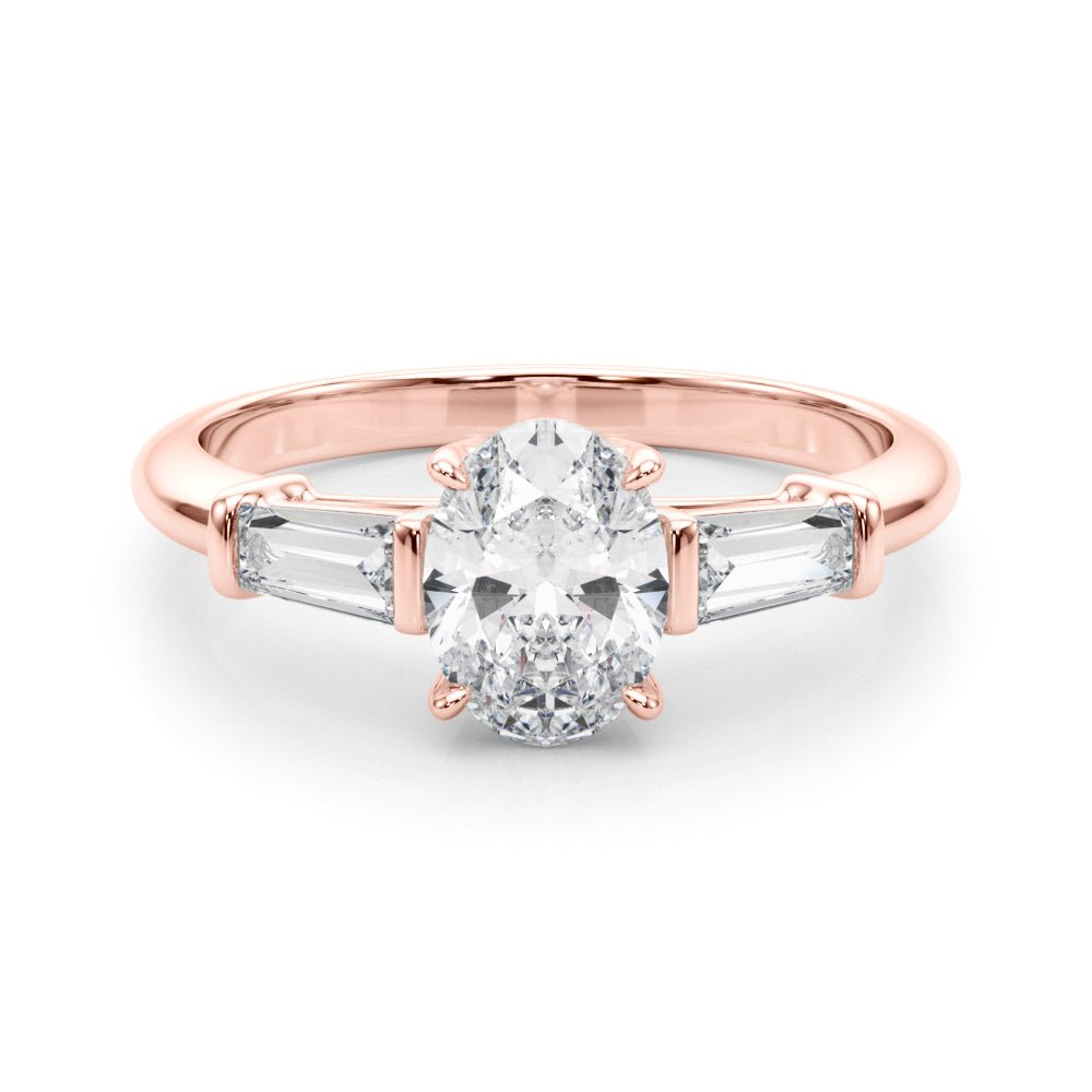 3 Stone Oval Center Tapered Baguette Ring - Diamonds By Rothschild