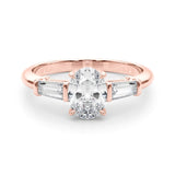 3 Stone Oval Center Tapered Baguette Ring - Diamonds By Rothschild
