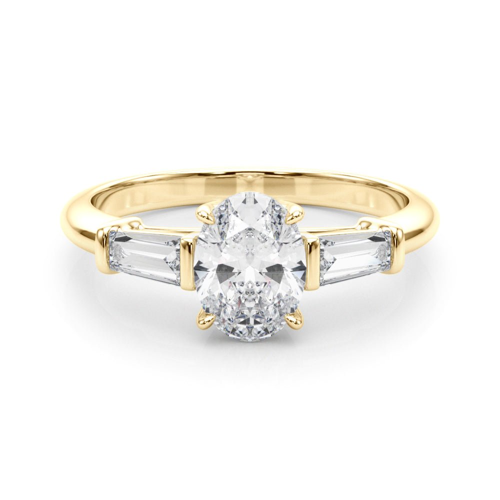 3 Stone Oval Center Tapered Baguette Ring - Diamonds By Rothschild