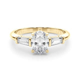 3 Stone Oval Center Tapered Baguette Ring - Diamonds By Rothschild