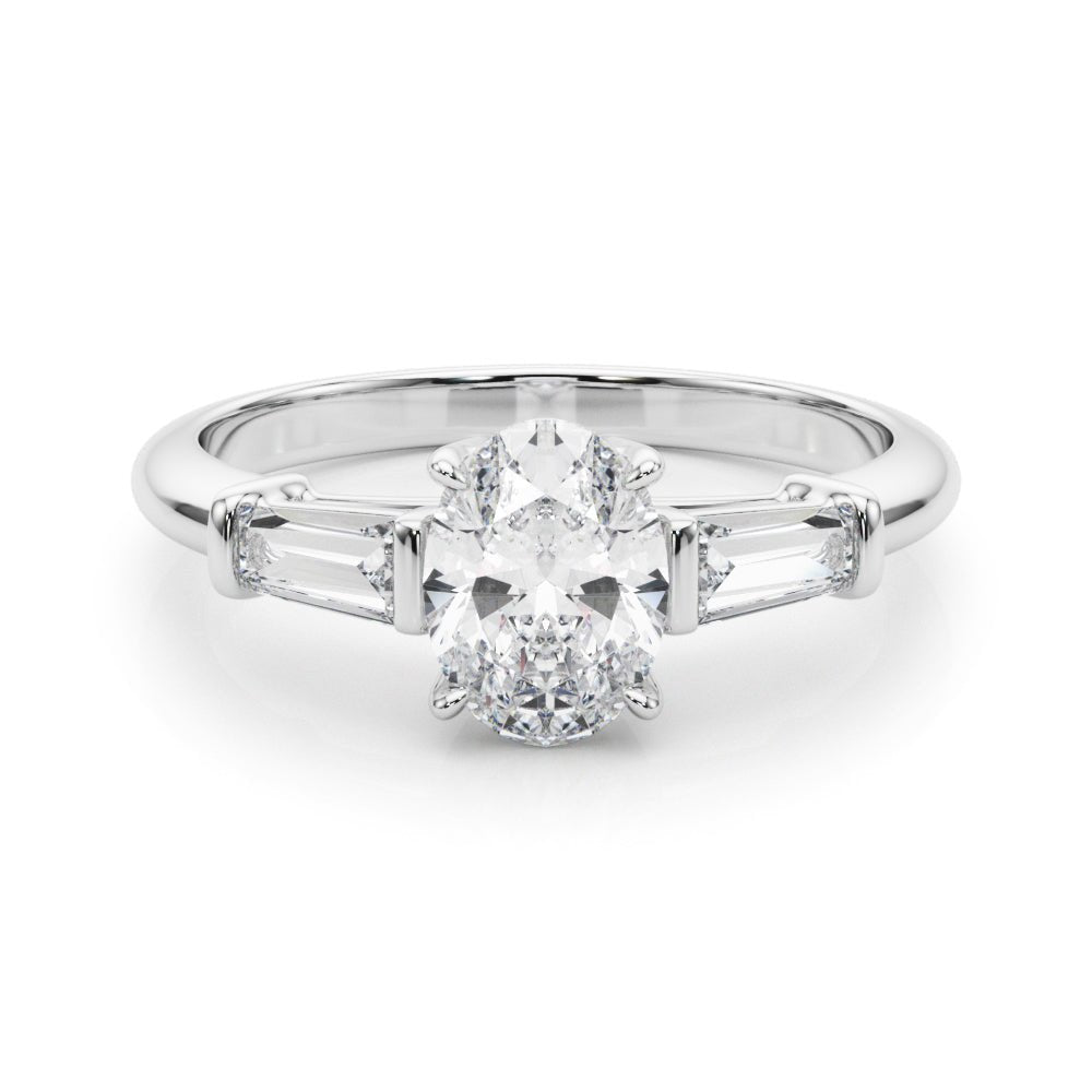 3 Stone Oval Center Tapered Baguette Ring - Diamonds By Rothschild